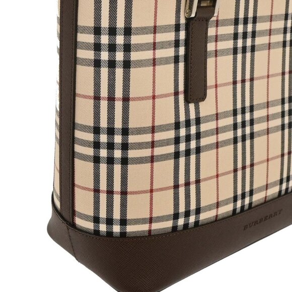 Burberry Beige Canvas Burberry Check Tote Handbag 166521 - Picture 3 of 9